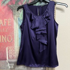 Luxe The Limited 100% Silk Deep Purple Ruffle Blouse